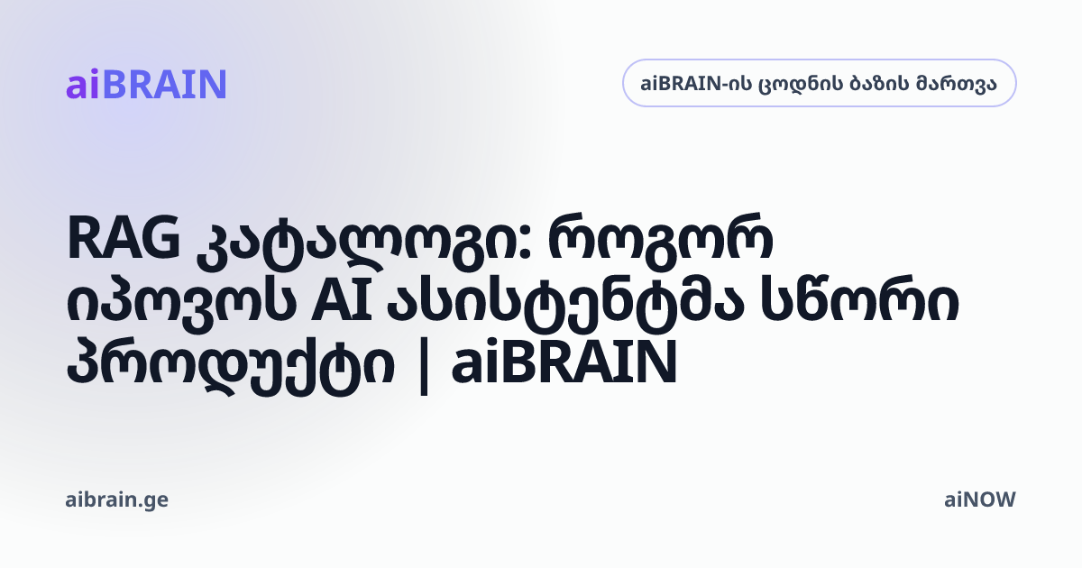 RAG კატალოგი: როგორ იპოვოს AI ასისტენტმა სწორი პროდუქტი | aiBRAIN